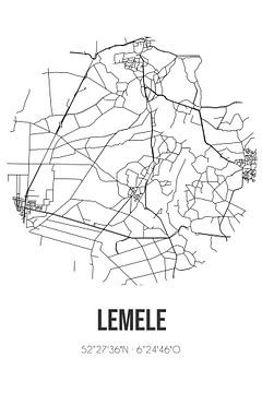 Lemele (Overijssel) | Landkaart | Zwart-wit van Rezona