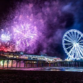 Schevening Pier during the Fireworks Festival by Mike Pennings