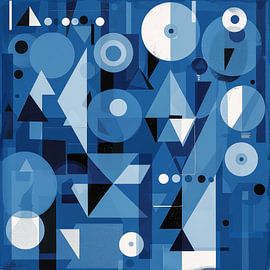 Blue geometric abstract by Poster Art Shop