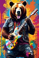 Bear playing guitar, graffiti