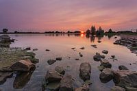 Coucher de soleil IJssel Windesheim province d?Overijssel, Pays-Bas.