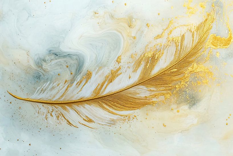 Golden feather with marble background by Imperial Art House