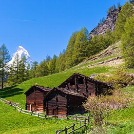 Idyllische Schweizer Landschaft mit Blick auf das Matterhorn von Justin Suijk