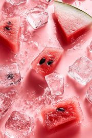 Refreshing melon slices with ice cubes by Poster Art Shop