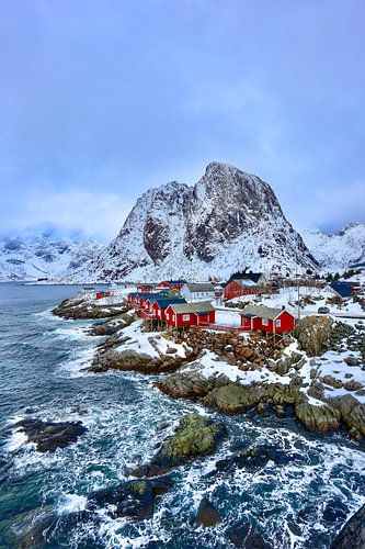 Scenic Hamnoy viewpoint op Lofoten eilanden in Noorwegen