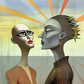 Two women with stars and stripes by Laila Bakker