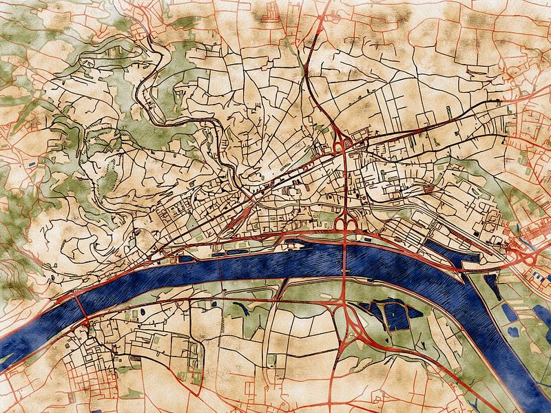Map of Krems an der Donau with the style 'Serene Summer' by Maporia