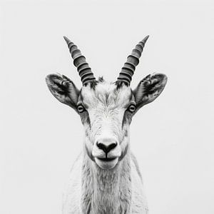 Steinbock in Schwarz-Weiß