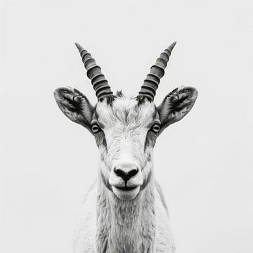 Steenbok in zwart-wit van Poster Art Shop