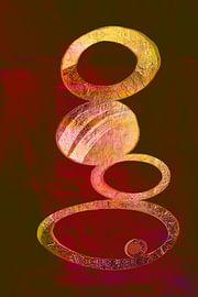 Formes abstraites modernes dans des tons chauds de bordeaux et d'or.