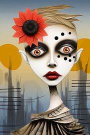 Femme avec une fleur dans les cheveux sur Laila Bakker