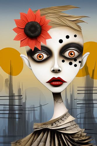 Vrouw met bloem in het haar