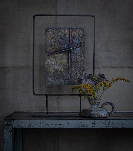 Still life with relief and vase by Caroline Martinot