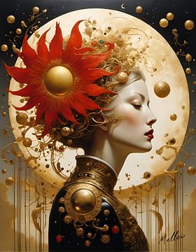 Celestial Muse - Red - Portrait by Mellow Art