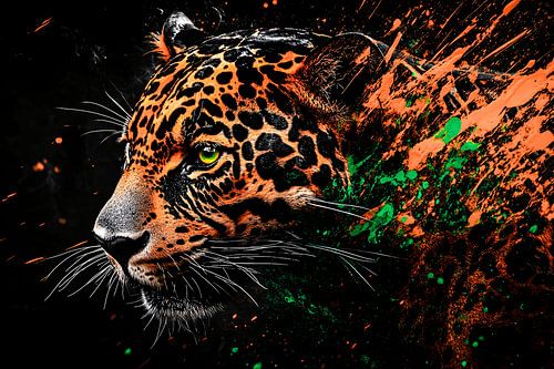 Luipaard met kleurrijke expressie