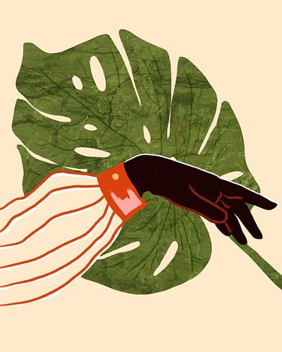 Toile verte, accent rouge