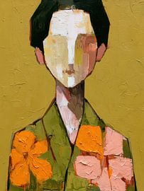 Surrealistisches Porträt einer Frau mit Blumen von Egon Zitter