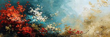 Abstract Rood en Blauw en Goud van ARTEO Schilderijen