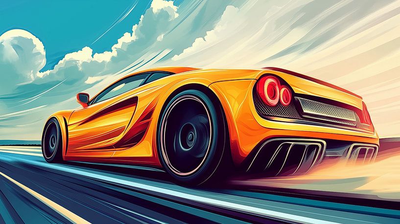 Voiture de sport jaune par Cafe Noir