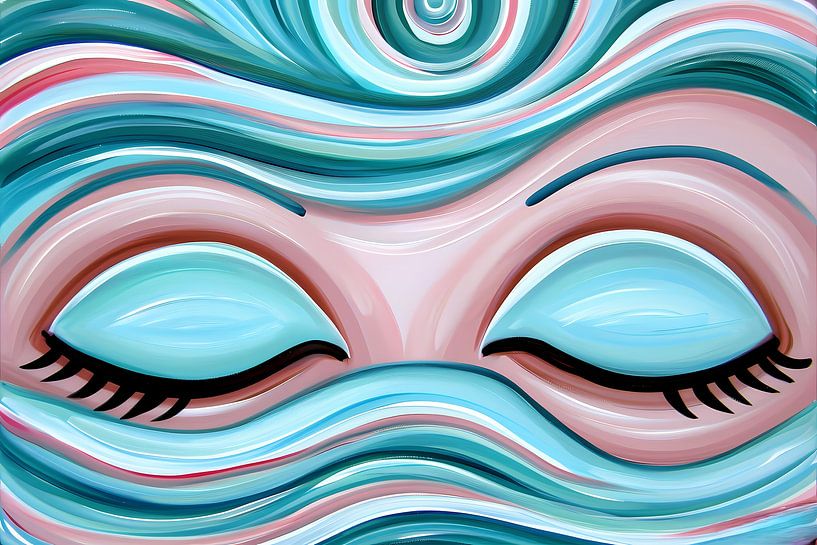Art abstrait des yeux fermés avec des vagues par Art & Soul Creations
