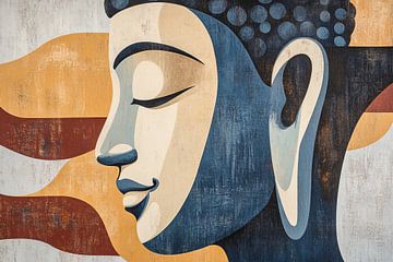 Modern Buddha art in blue by Imperial Art House