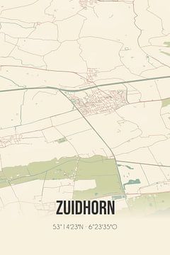 Vintage landkaart van Zuidhorn (Groningen) van Rezona