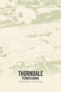 Vintage landkaart van Thorndale (Pennsylvania), USA. van MijnStadsPoster