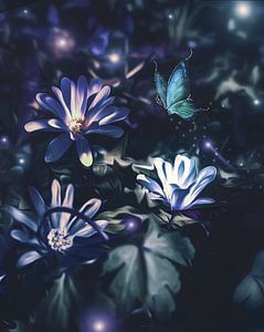 paars blauwe bloemen fantasie