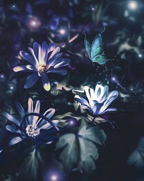 lila blau blumen fantasie von Jessica Vreede