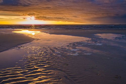 Coucher de soleil sur la plage de Katwijk et Noordwijk.