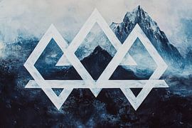 Paysage de montagne avec motif géométrique sur Poster Art Shop