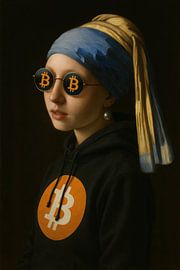 Meisje met de Bitcoin-stijl parel van Poster Art Shop