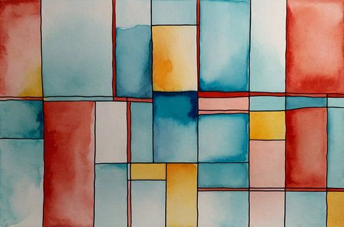 Abstracte vormen in aquarel