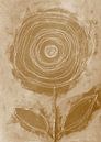 Abstracte botanische bloem in donker goudbruin en wit van Dina Dankers thumbnail