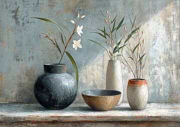 Japandi Still Life Vases | Silhouettes of Serene Existence by Art Whims