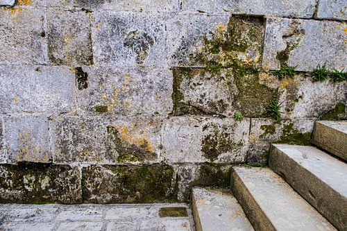France - old stairs and wall