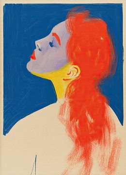 Abstract portret: profiel met rood haar