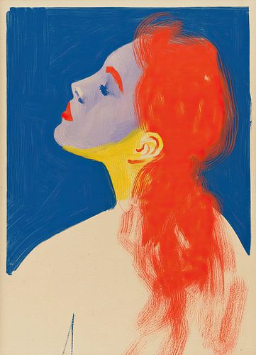 Abstract portret: profiel met rood haar