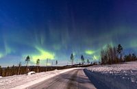 Aurores boréales du nord de la Suède - Lueur verte au cercle polaire arctique