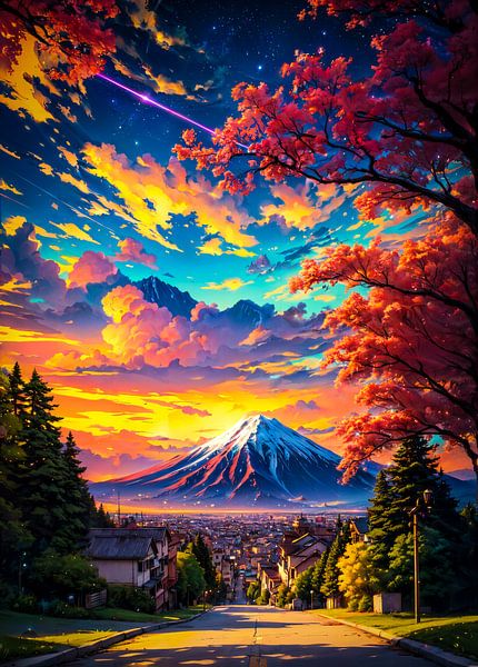 Ciel étoilé au-dessus du mont Fuji par Ruzerin