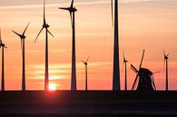 Windmill and Wind turbines at Sunset by Volt thumbnail
