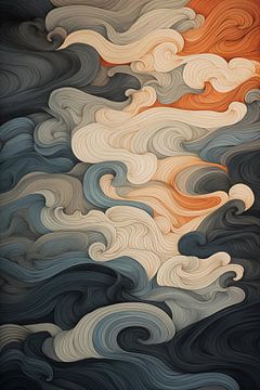 Abstracte art nouveau golven van Richard Rijsdijk