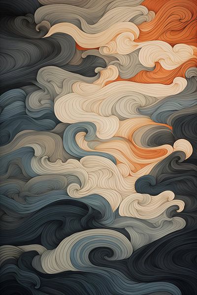 Abstract art nouveau waves by Richards Fine Art