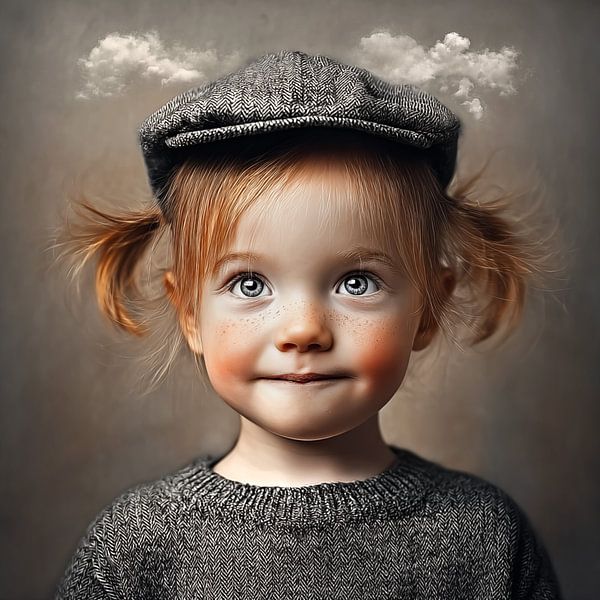 Grappig surrealistisch kinderportret van Koffie Zwart