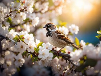 Spring poetry in plumage, the little sparrow - Lentepoezie in verenpak, de kleine mus