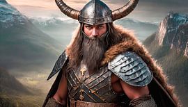 Vikingkrijger in het landschap