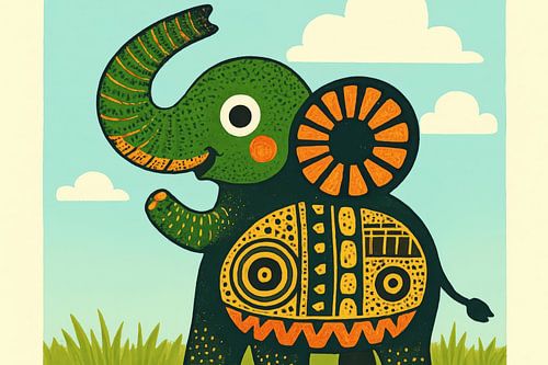 Gestileerde olifant met patronen