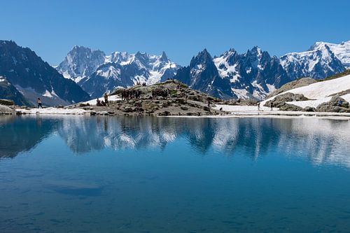 Lac Blanc in het Mont Blanc massief met reflectie