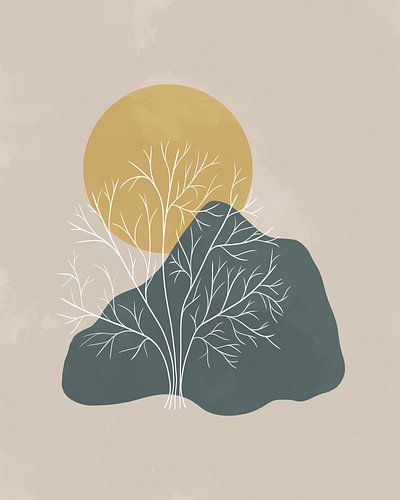 Boom, bergen en de gouden zon