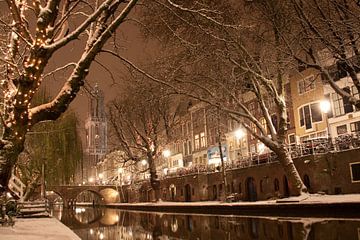 Winterabend auf der Oudegracht von Martien Janssen